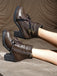 Coffee Leather Lace-Up High Heel Ankle Boots: timeless vintage elegance she makes her own