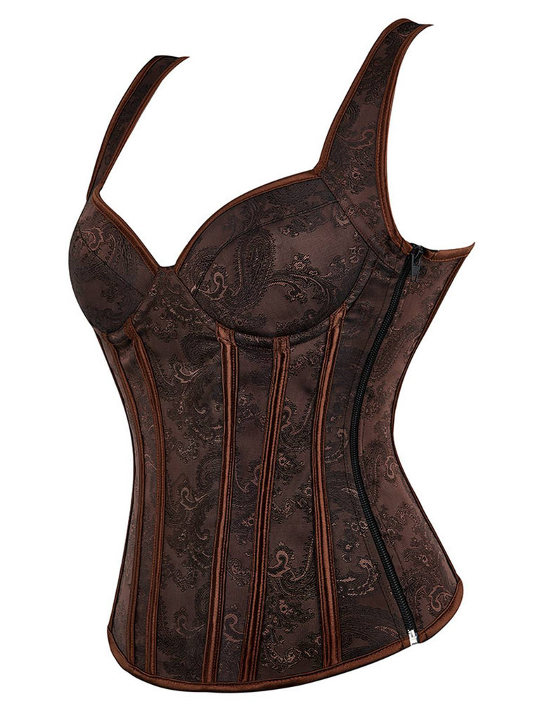 Coffee Steampunk Strap Gothic Corset — vintage elegance for the modern woman