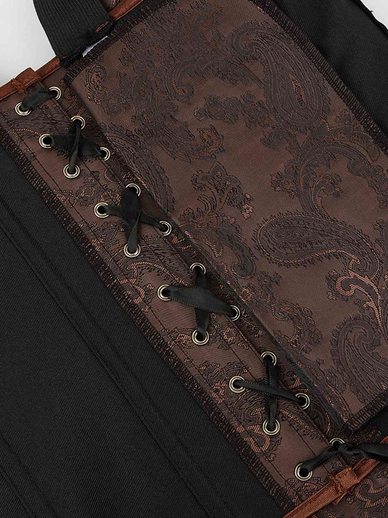 Coffee Steampunk Strap Gothic Corset — vintage elegance for the modern woman