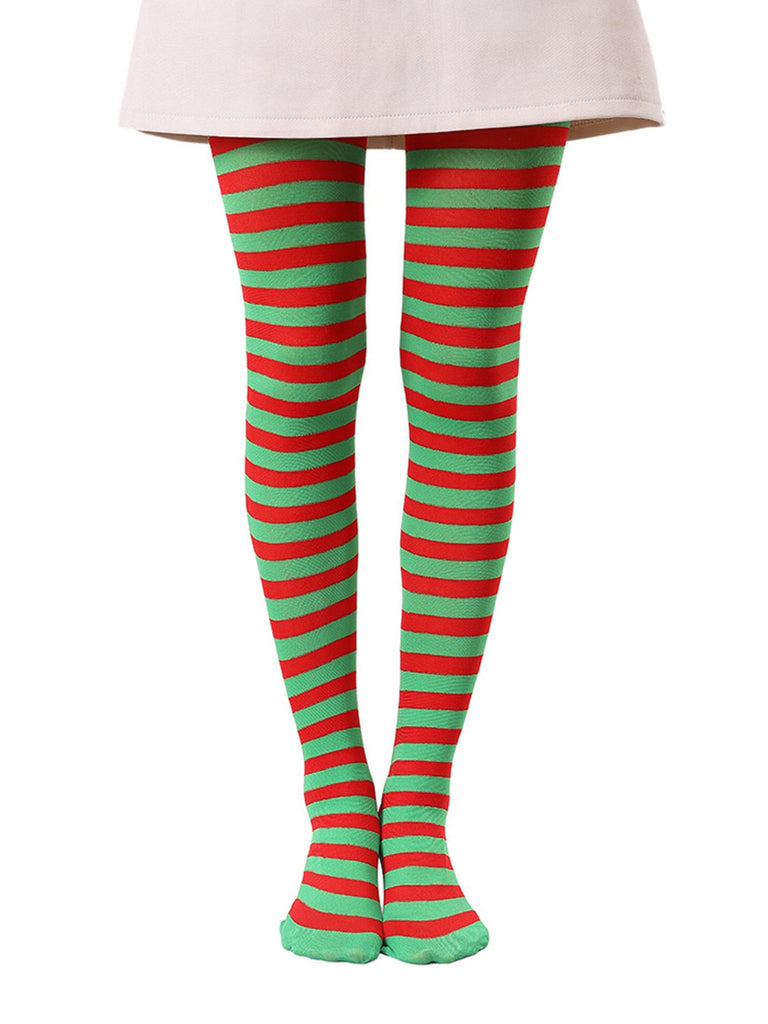Color-Contrasted Stripe Tights Pantyhose - vintage fashion, retro style