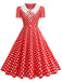 Colorblock 1950s Print Polka Dot Swing Midi Dress, vintage dress, retro fashion, rockabilly, pin-up fashion - perfect for women who love vintage and retro fashion