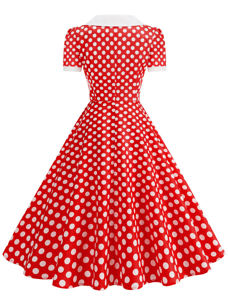Colorblock 1950s Print Polka Dot Swing Midi Dress, vintage dress, retro fashion, rockabilly, pin-up fashion - perfect for women who love vintage and retro fashion