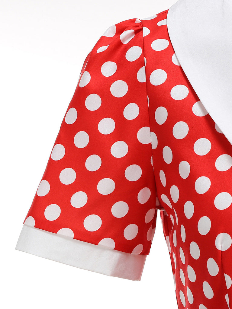 Colorblock 1950s Print Polka Dot Swing Midi Dress, vintage dress, retro fashion, rockabilly, pin-up fashion - perfect for women who love vintage and retro fashion