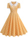 Colorblock 1950s Print Polka Dot Swing Midi Dress, vintage dress, retro fashion, rockabilly, pin-up fashion - perfect for women who love vintage and retro fashion