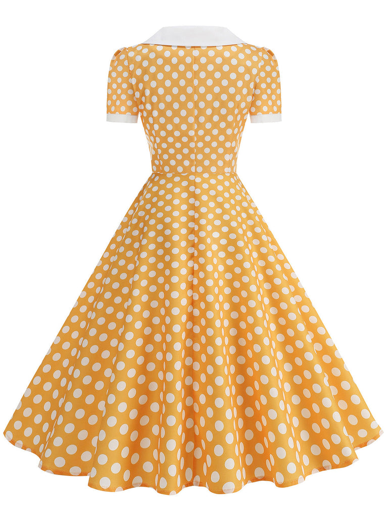 Colorblock 1950s Print Polka Dot Swing Midi Dress, vintage dress, retro fashion, rockabilly, pin-up fashion - perfect for women who love vintage and retro fashion