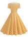 Colorblock 1950s Print Polka Dot Swing Midi Dress, vintage dress, retro fashion, rockabilly, pin-up fashion - perfect for women who love vintage and retro fashion