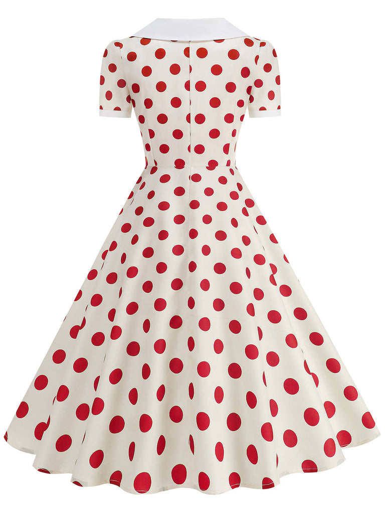 Colorblock 1950s Print Polka Dot Swing Midi Dress, vintage dress, retro fashion, rockabilly, pin-up fashion - perfect for women who love vintage and retro fashion