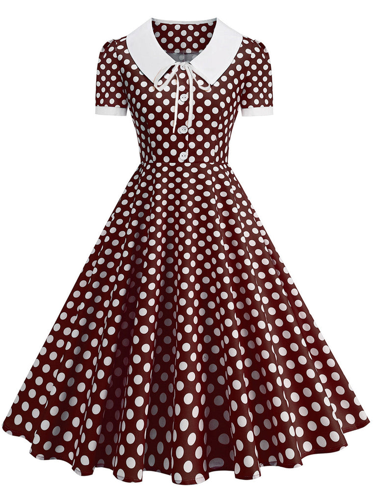 Colorblock 1950s Print Polka Dot Swing Midi Dress, vintage dress, retro fashion, rockabilly, pin-up fashion - perfect for women who love vintage and retro fashion