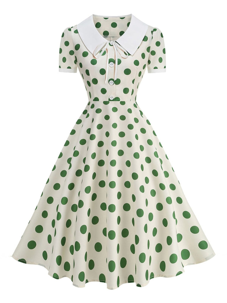Colorblock 1950s Print Polka Dot Swing Midi Dress, vintage dress, retro fashion, rockabilly, pin-up fashion - perfect for women who love vintage and retro fashion