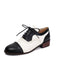 She finds her vintage story in this Colorblock Leather Round Toe Strappy Oxford Shoes
