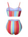 [Plus Size] Colorful 1950s Vertical Stripe Swimsuit, vintage swimsuit, pin-up swimwear - perfect for women who love vintage and retro fashion