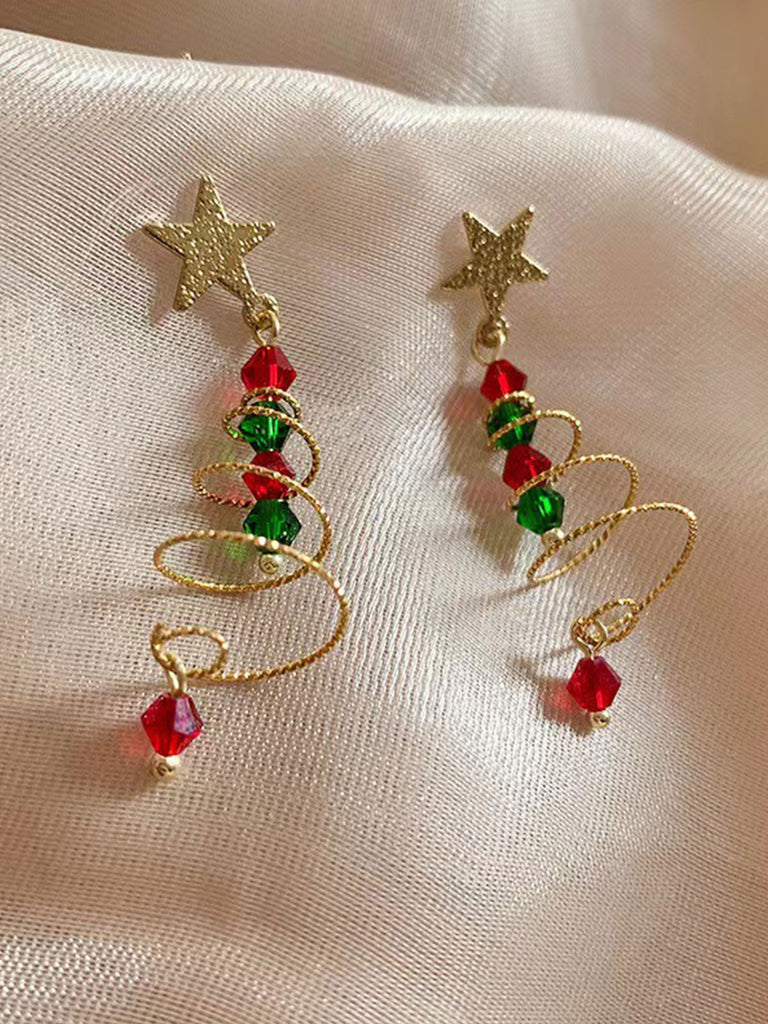 Colorful Christmas Star Crystal Earrings — vintage elegance for the modern woman