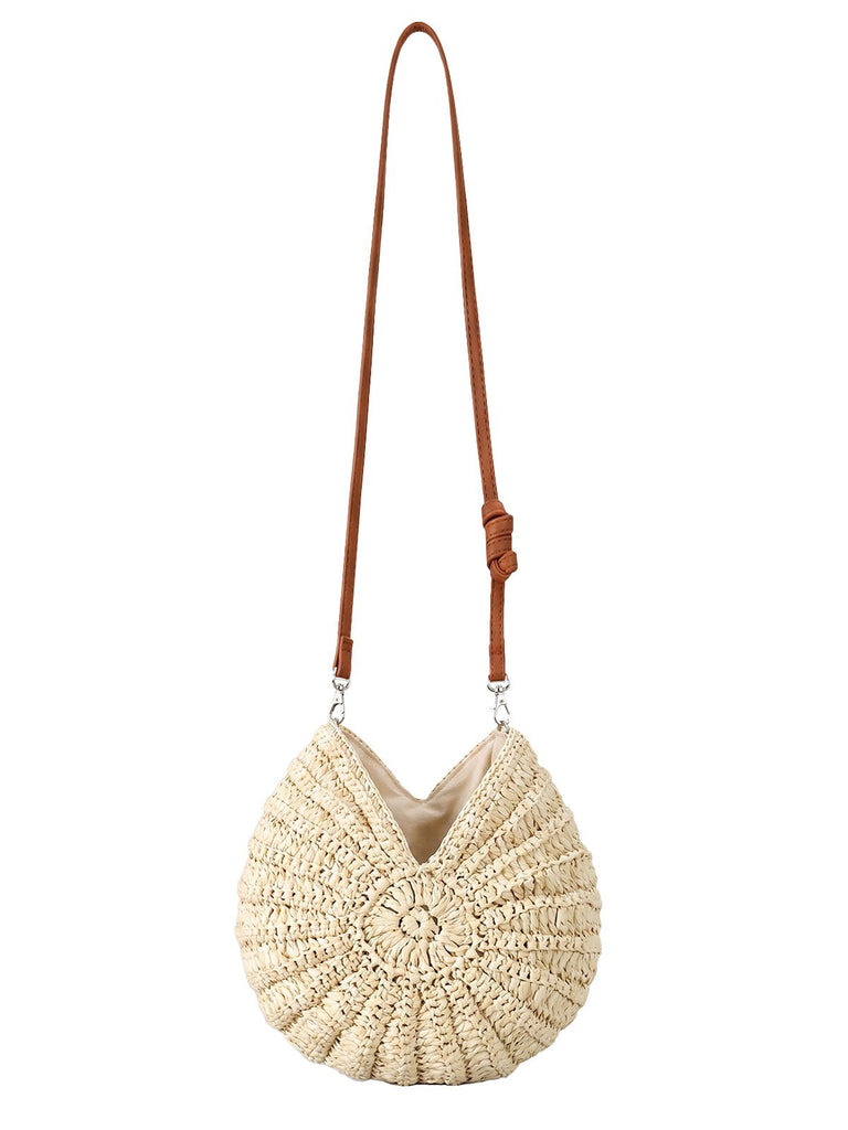 Conch Shell Shaped Straw Woven Crossbody Shoulder Bag, vintage fashion, retro style - vintage inspired fashion