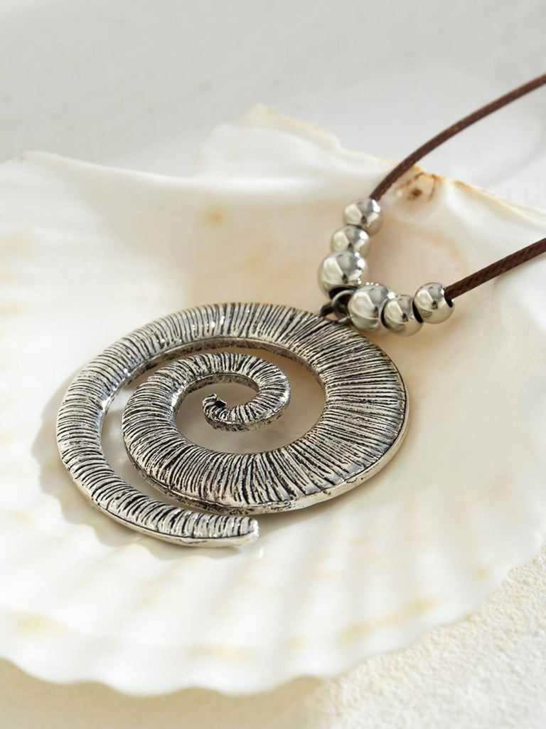 Conch Starfish Pendant Leather Cord Necklace — vintage elegance in the palm of her hand