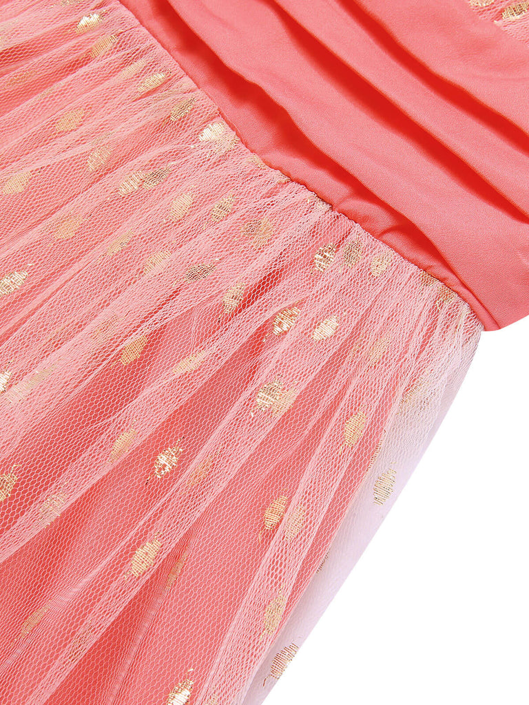 Coral Pink 1950s V-Neck Sequin Dress, vintage dress, retro fashion, rockabilly, pin-up fashion - perfect for women who love vintage and retro fashion