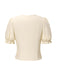 Cream 1940s Cotton Deep V-Neck Ruched Top - vintage fashion, retro style