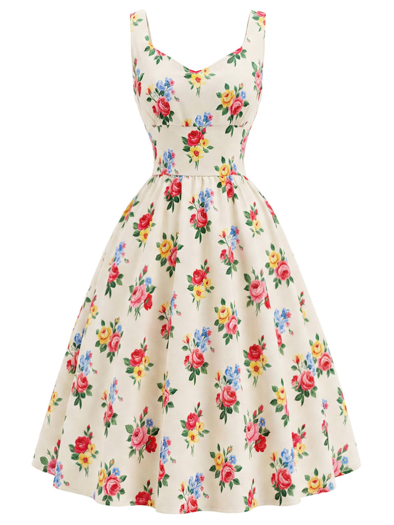 [Pre-Sale] Cream Color 1940s Floral Vintage Dress 2