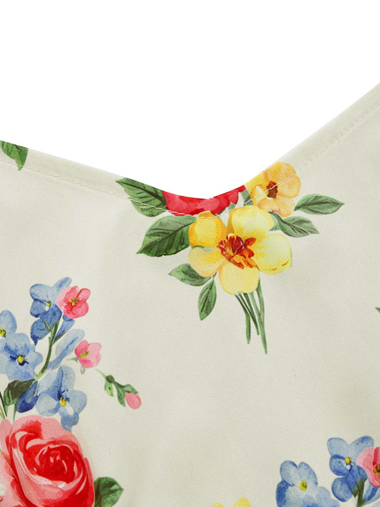 [Pre-Sale] Cream Color 1940s Floral Vintage Dress 7