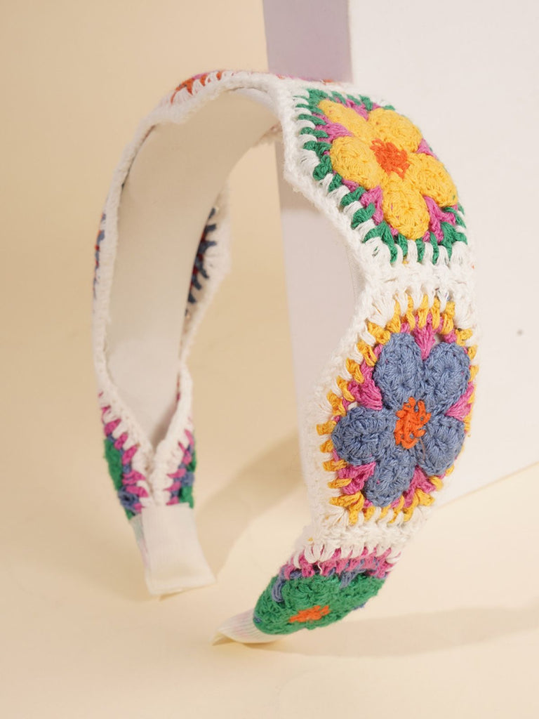 Crochet Floral Boho Headband Hair Accessory - vintage accessory, 1920s style for vintage lovers