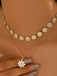 Daisy Flower Pendant Layered Necklace: beautiful vintage accessory, retro jewelry, classic style with timeless appeal