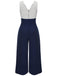 Dark Blue 1930s Polka Dot Patchwork Jumpsuit: timeless 1930s elegance she makes her own