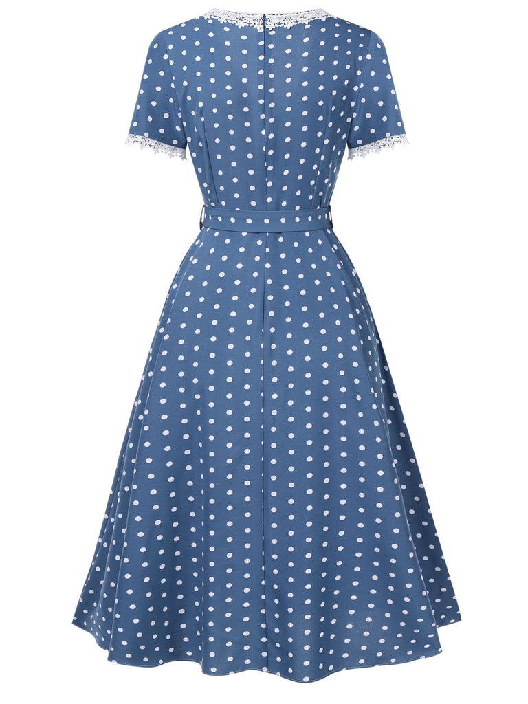1930s VNeck Polka Dots Belted | 1930s | vintage dress, retro fashion