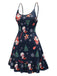 Dark Blue 1940s Christmas Straps Nightgown, vintage fashion, retro style - perfect for women who love vintage and retro fashion