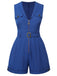 Dark Blue 1940s Pockets Lapel Romper, vintage romper, retro jumpsuit - perfect for women who love vintage and retro fashion