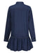 This Dark Blue 1940s Stand Collar Ruffle Hem Denim Dress wraps her in 1940s elegance, one twirl at a time