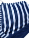 Dark Blue 1940s Stripes Strap Drawstring Swimsuit, vintage swimsuit, pin-up swimwear - perfect for women who love vintage and retro fashion