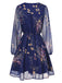 This Dark Blue 1940s V-Neck Floral Puff Sleeve Dress wraps her in 1940s elegance, one twirl at a time
