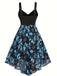 Dark Blue 1950s Feather Jacquard Asymmetric Dress - vintage dress, retro fashion, rockabilly