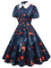 Dark Blue 1950s Forest Puff Lapel Dress: where 1950s romance meets her modern spirit