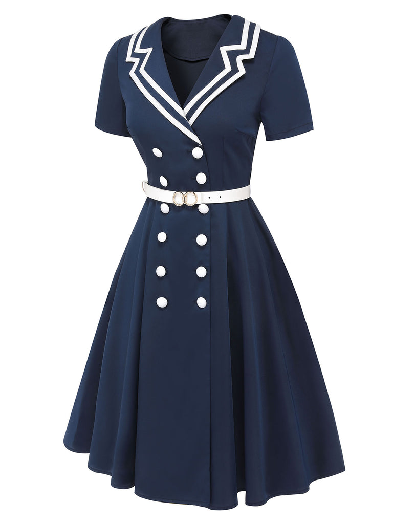 [Pre-Sale] Dark Blue 1950s Sailor Style Double Breasted Dress, vintage dress, retro fashion, rockabilly, pin-up fashion - perfect for women who love vintage and retro fashion