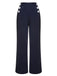 Dark Blue 1950s Solid Button Straight Pants, vintage fashion, retro style - perfect for women who love vintage and retro fashion