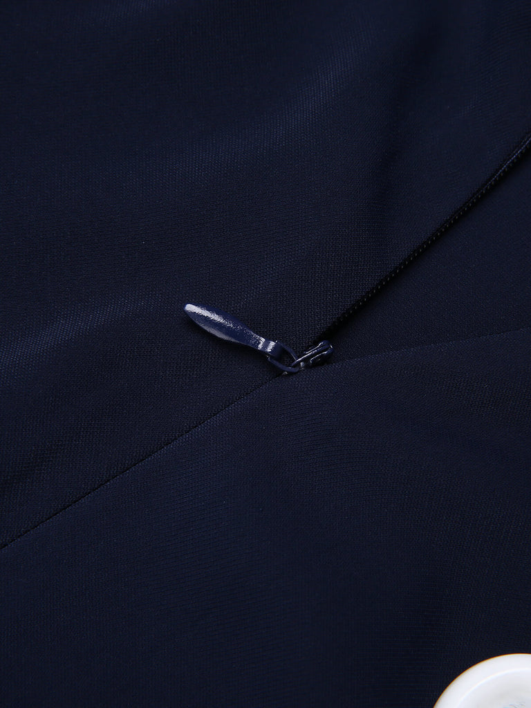 Dark Blue 1950s Solid Button Straight Pants, vintage fashion, retro style - perfect for women who love vintage and retro fashion