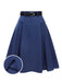 Dark Blue 1950s Solid High-Waist Pleated Skirt, vintage skirt, retro style - perfect for women who love vintage and retro fashion
