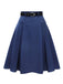 Dark Blue 1950s Solid High-Waist Pleated Skirt, vintage skirt, retro style - perfect for women who love vintage and retro fashion