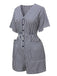 Dark Blue 1950s V-Neck Pockets Stripes Romper: timeless 1950s elegance she makes her own