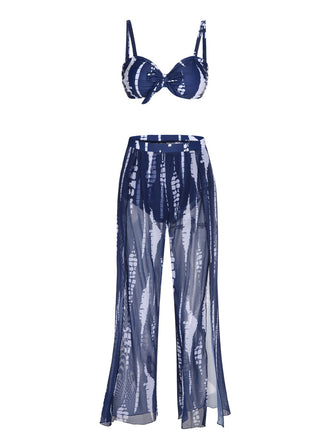 Dark Blue 1960s Dyed Graphic Strap Swimsuit & Cover Up, vintage swimsuit, pin-up swimwear - perfect for women who love vintage and retro fashion