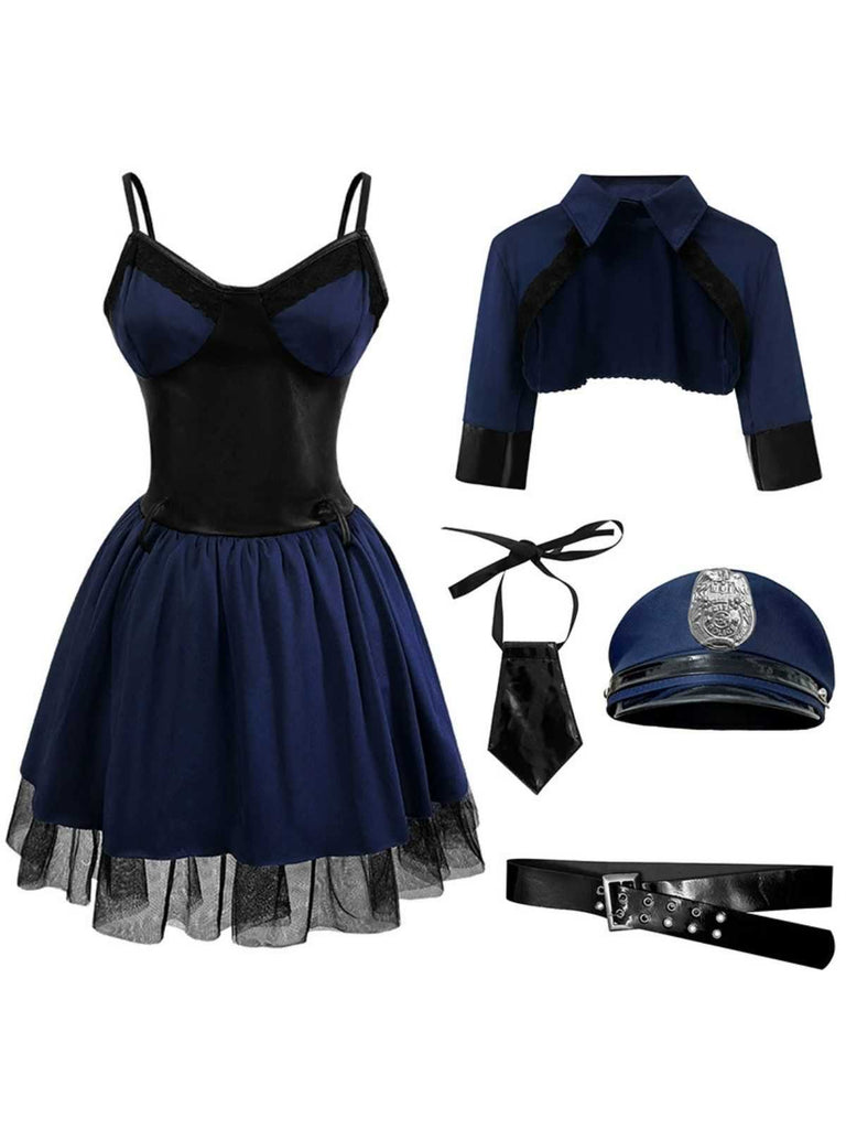 Dark Blue 1960s Police Halloween Cosplay Dress - vintage dress, retro fashion