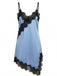 Dark Blue 1960s Satin Lace Spaghetti Strap Nightgown: beautiful vintage lingerie, retro nightgown, elegant sleepwear with timeless appeal