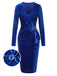 Dark Blue 1960s V-Neck Pleated Velvet Dress, vintage dress, retro fashion - perfect for women who love vintage and retro fashion