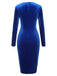 Dark Blue 1960s V-Neck Pleated Velvet Dress, vintage dress, retro fashion - perfect for women who love vintage and retro fashion