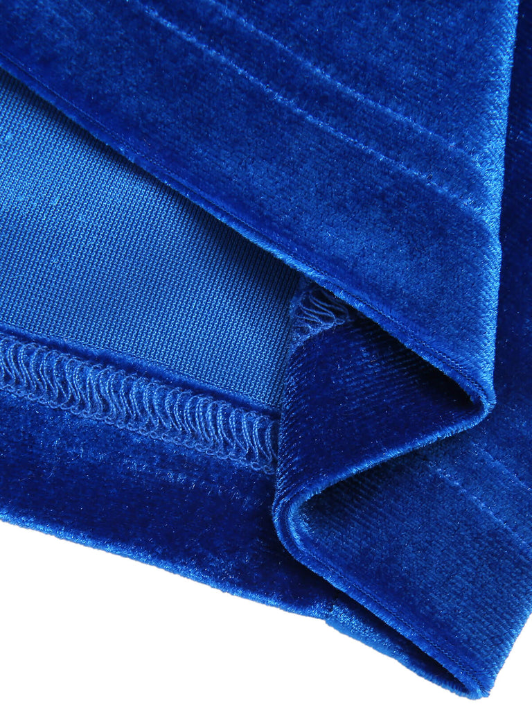 Dark Blue 1960s V-Neck Pleated Velvet Dress, vintage dress, retro fashion - perfect for women who love vintage and retro fashion