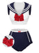 Dark Blue 1970s Sailor Collar Bow Swimsuit: 1970s Riviera elegance, reimagined for her