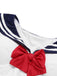 She's wearing Dark Blue 1970s Sailor Collar Bow Swimsuit and the whole beach remembers the 1970s