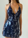 Dark Blue 2000s Solid Slip Sequined Dress - vintage dress, retro fashion