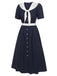 Dark Blue & White 1940s Sailor Collar Dress, vintage dress, retro fashion - perfect for women who love vintage and retro fashion