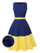 Dark Blue & Yellow 1950s Solid Boat Neck Dress, vintage dress, retro fashion, rockabilly, pin-up fashion - perfect for women who love vintage and retro fashion